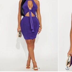 Elegant Purple Halter Dress